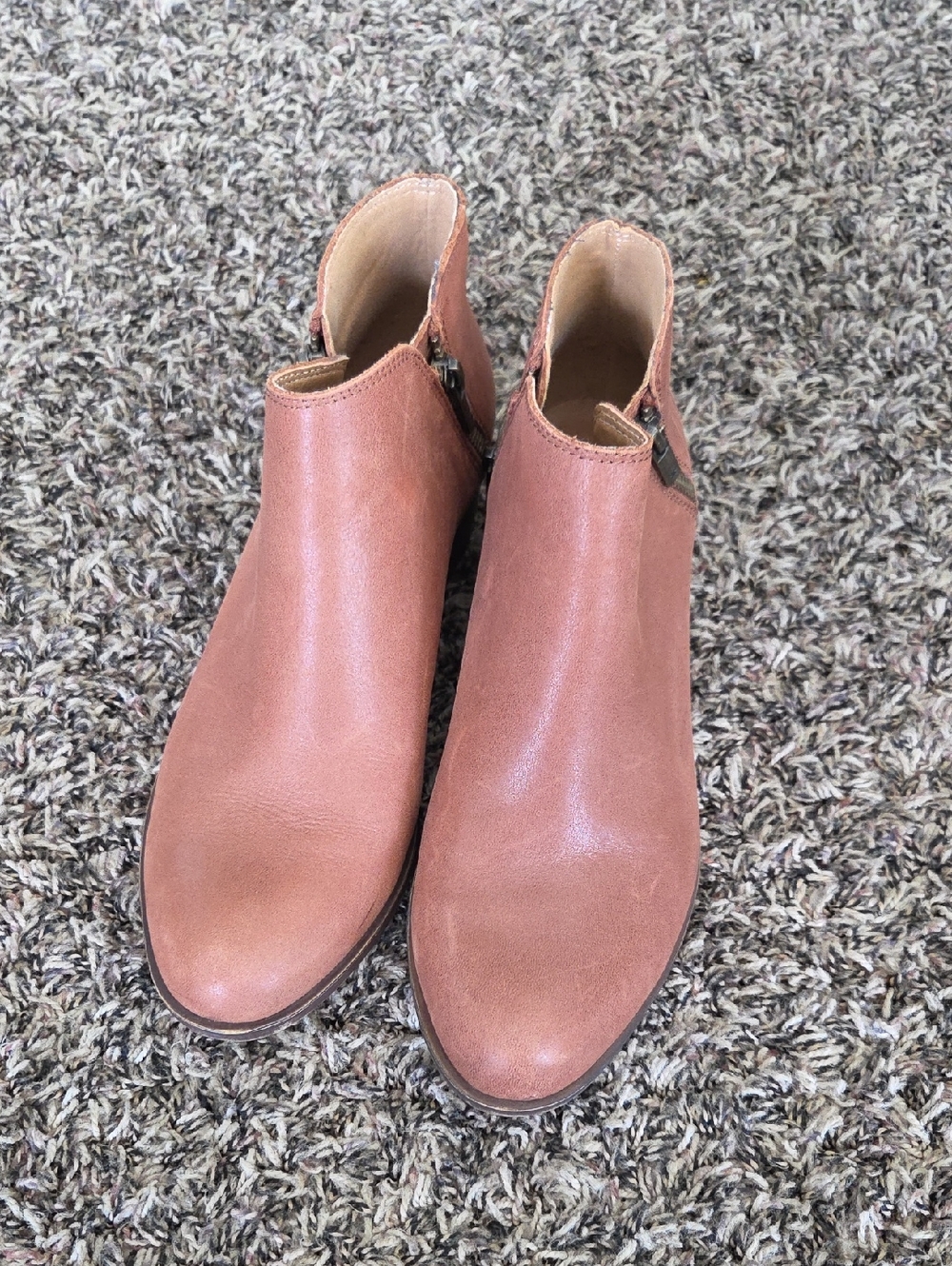 Women's Lucky Brand Brown-Tan Side-Zip Ankle Booties